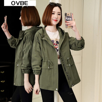 OVBE 連帽 長袖 女 短外套 刺繡，抽繩，帶帽