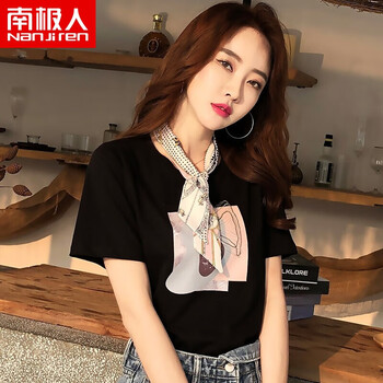 寬松印花短短袖，微胖妹子的福音