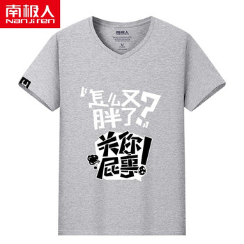 南極人（Nanjiren） 短袖 男士T恤 (V領(lǐng)T恤)灰色/胖怎么了 