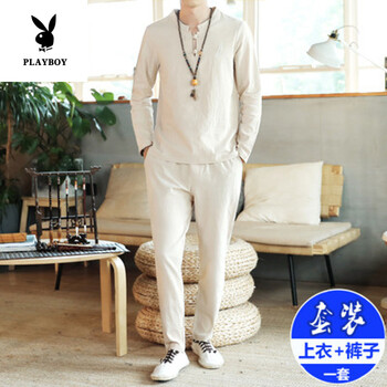 花花公子（PLAYBOY ESTABLISHED 1953） 長(cháng)袖 男士T恤 卡其色ZMT204- 