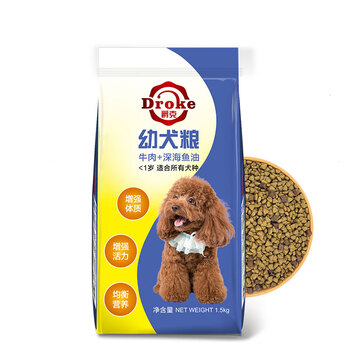 爵克（Droke） 牛肉，魚肉口味幼犬狗糧 牛肉粒魚油雙拼糧*1