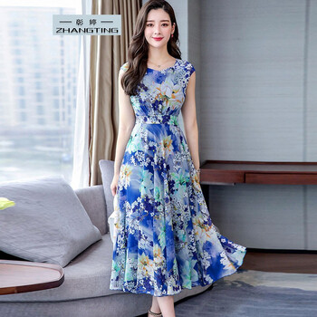 彰婷（ZHANGTING） 花色 拼接，印花 連衣裙