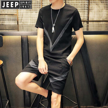 JEEP 短袖 男士T恤 黑色短袖+短褲 