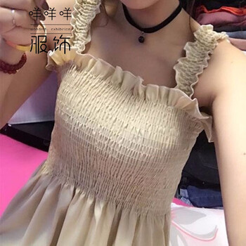 格子抹胸連衣裙