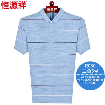 恒源祥 短袖 男士T恤 R030蘭色3號 