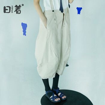 日著（rizhuo）  背帶褲 女 七分褲 休閑褲