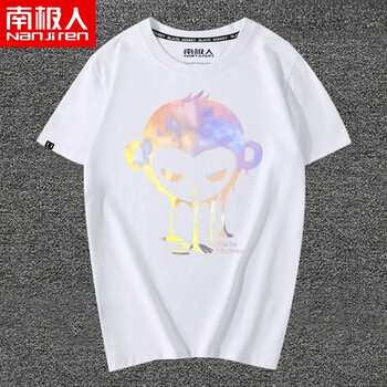南極人（Nanjiren） 短袖 男士T恤 白/水彩猴 