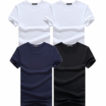风簇 短袖 男士T恤 短袖光板 白+白+黑+蓝 