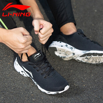 李寧（LI-NING）跑步鞋新基礎黑（紡織面+合成革） 