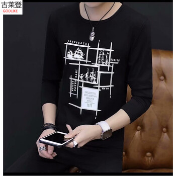 古萊登（GODLIKE） 長袖 男士T恤 帆船黑色 XL，L，M，XXL，XXXL