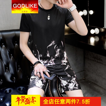古萊登（GODLIKE） 長(zhǎng)袖 男士T恤 火焰黑 