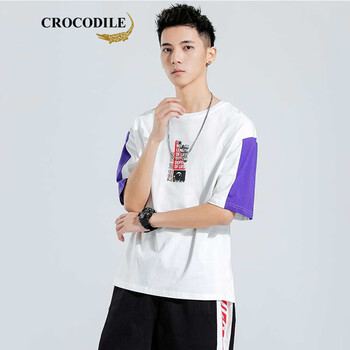鱷魚恤（CROCODILE） 五分袖 男士T恤 紫色 