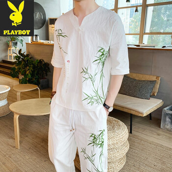 花花公子（PLAYBOY） 短袖 男士T恤 112白 