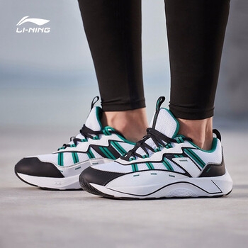 李寧（LI-NING）跑步鞋標準白/群青綠-1 
