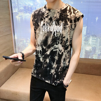 軒獅郎 無袖 男士T恤 黑色 