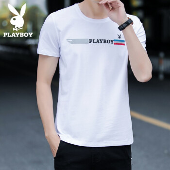 花花公子（PLAYBOY） 短袖 男士T恤 H36095白色 