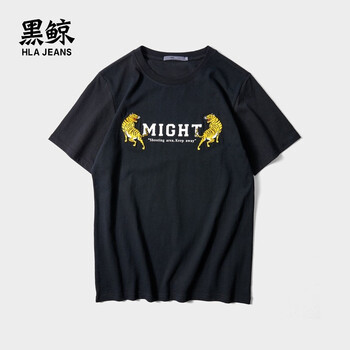黑鯨（HLAJEANS） 短袖 男士T恤 黑色DX 
