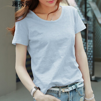 瀾孜菀 立體裁剪 短袖 T恤 女 圓領(lǐng)