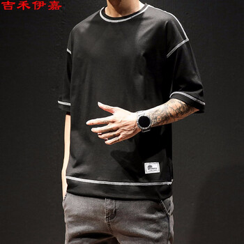 吉禾伊嘉 短袖 男士T恤 T128黑色 
