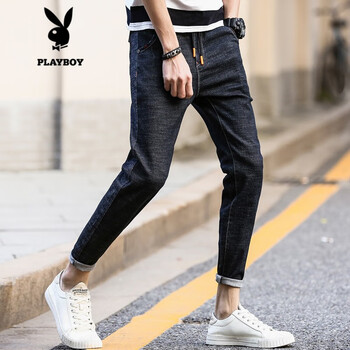 PLAYBOY ESTABLISHED 1953 小腳褲 日韓風(fēng)格 男士牛仔褲