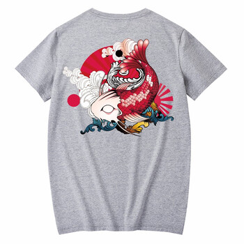 俞兆林（YUZHAOLIN） 短袖 男士T恤 灰T-前魚(yú)躍龍門(mén)胸標(biāo)后魚(yú)躍龍門(mén) 