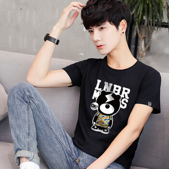 郡悠（JUNYOU） 短袖 男士T恤 閃電熊-黑色 