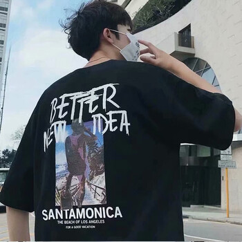 其他品牌 七分袖 男士T恤 背包黑色T 