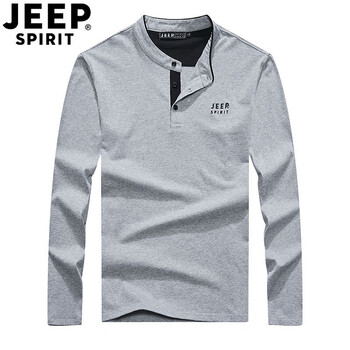 Jeep 短袖 男士T恤 灰色-長(zhǎng)袖 