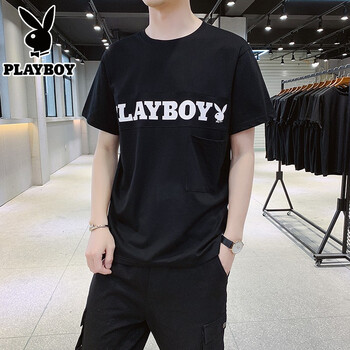 花花公子（PLAYBOY ESTABLISHED 1953） 短袖 男士T恤 PB15黑色 