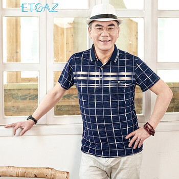 ETGAZ 短袖 男士T恤 藍(lán)色  H9915 