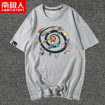 南極人（Nanjiren） 短袖 男士T恤 灰/太空熊貓 