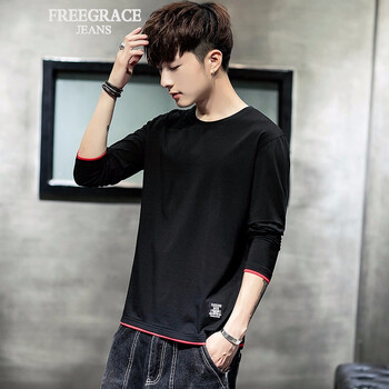自由風(fēng)度（FREEGRACE） 長(cháng)袖 男士T恤 黑色 XL，L，XXL，XXXL，M