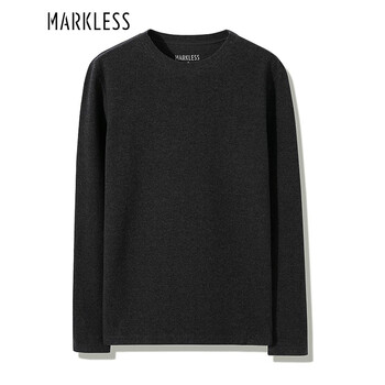 MARKLESS 長袖 男士T恤 圓領(lǐng)-深灰色 
