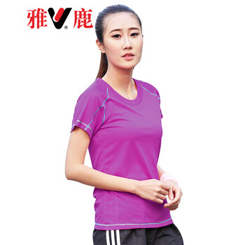 雅鹿 短袖 男士T恤 女/紫色 
