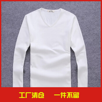 閃爆（SHANBAO） 長(cháng)袖 男士T恤 V領(lǐng)不倒絨白色 S，XL，L，M