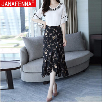JannaFenna 碎花 荷葉邊，拼接，褶皺，綁帶，蝴蝶結(jié) 連衣裙