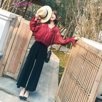 她意美（Tayimei）  喇叭褲 女 八分褲 休閑褲