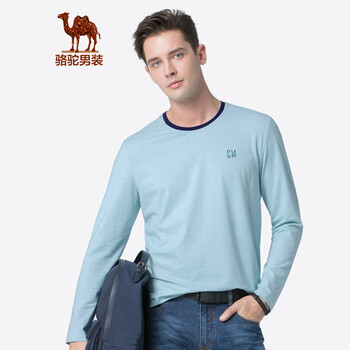 駱駝（CAMEL） 長(zhǎng)袖 男士T恤 天藍(lán) XL，4XL，L，XXXL，XXL，M