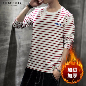 RAMPAGE 長袖 男士T恤 紅色加絨 