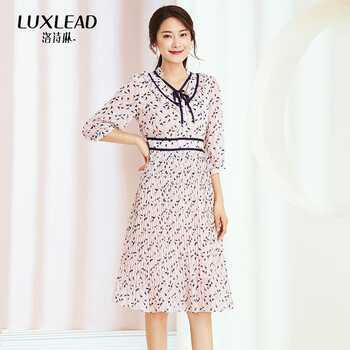 洛詩琳（LUXLEAD）  撞色，印花，木耳邊 連衣裙