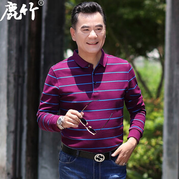 鹿竹 長(cháng)袖 男士T恤 玫紅 