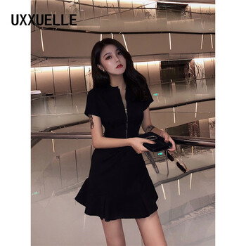 UXXUELLE 純色 拉鏈 連衣裙