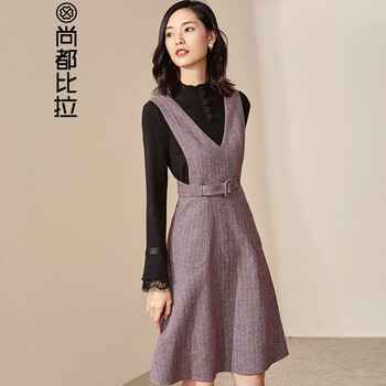 紫色毛呢裙