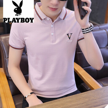花花公子（PLAYBOY） 短袖 男士T恤 紫色210-A1604 