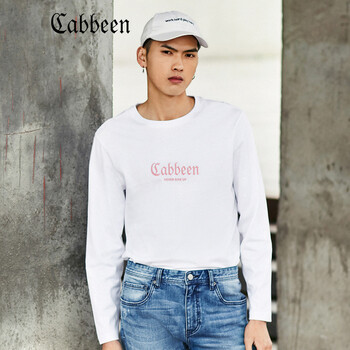 卡賓（CABBEEN） 長(zhǎng)袖 男士T恤 漂白色 