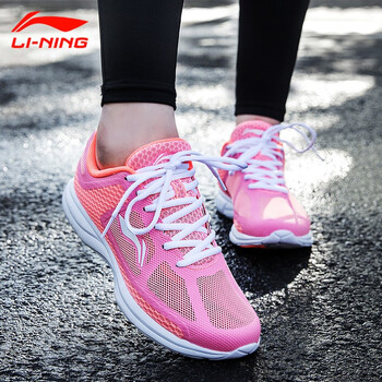 李寧（LI-NING）跑步鞋熒光桃紅/橙-5  37