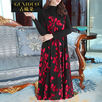 古曦朵 純色 口袋，拼接，多口袋 連衣裙