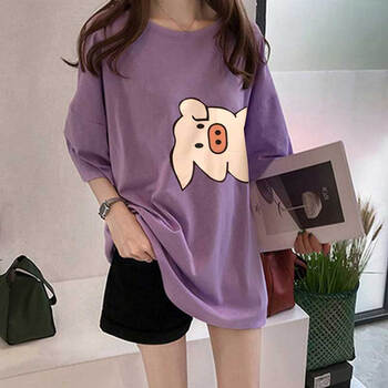 知美依 印花 短袖 T恤 女 圓領(lǐng)