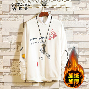 古萊登（GODLIKE） 長(zhǎng)袖 男士T恤 白色  加絨 S，XL，L，XXL，M