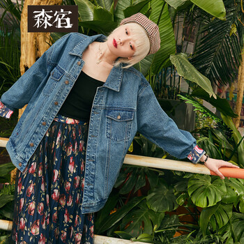 森宿 POLO領(lǐng) 長(zhǎng)袖 女 短外套 紐扣